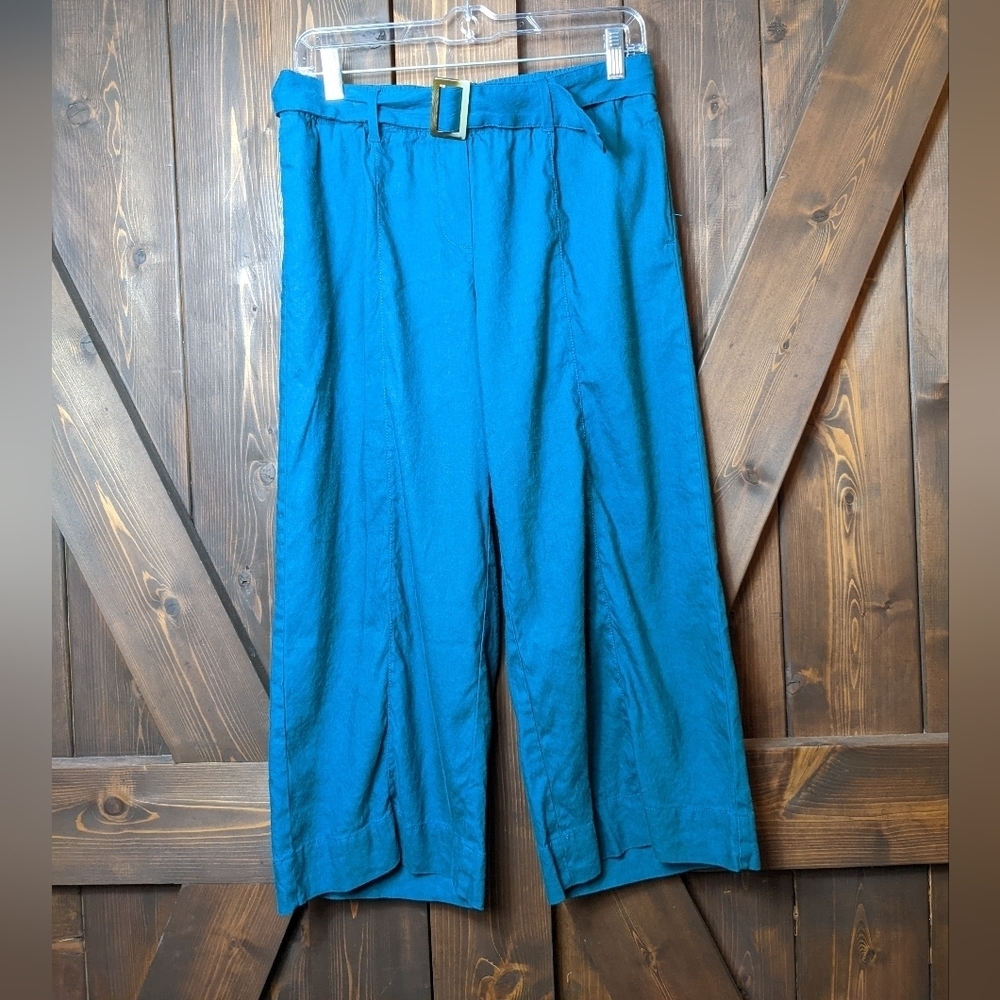 J.Jill Linen Pacific Teal Linen SIze Small Petite Wtih Belt